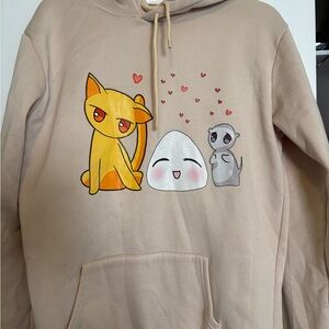 Fruits Basket Hoody Beige Cute Cat & Friends Graphic Hoodie - Beige